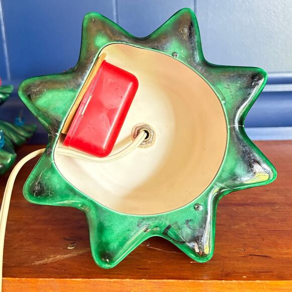 Vintage Musical Ceramic Light-Up Christmas Tree Retro Green Holiday Decor X-mas - Picture 7 of 9
